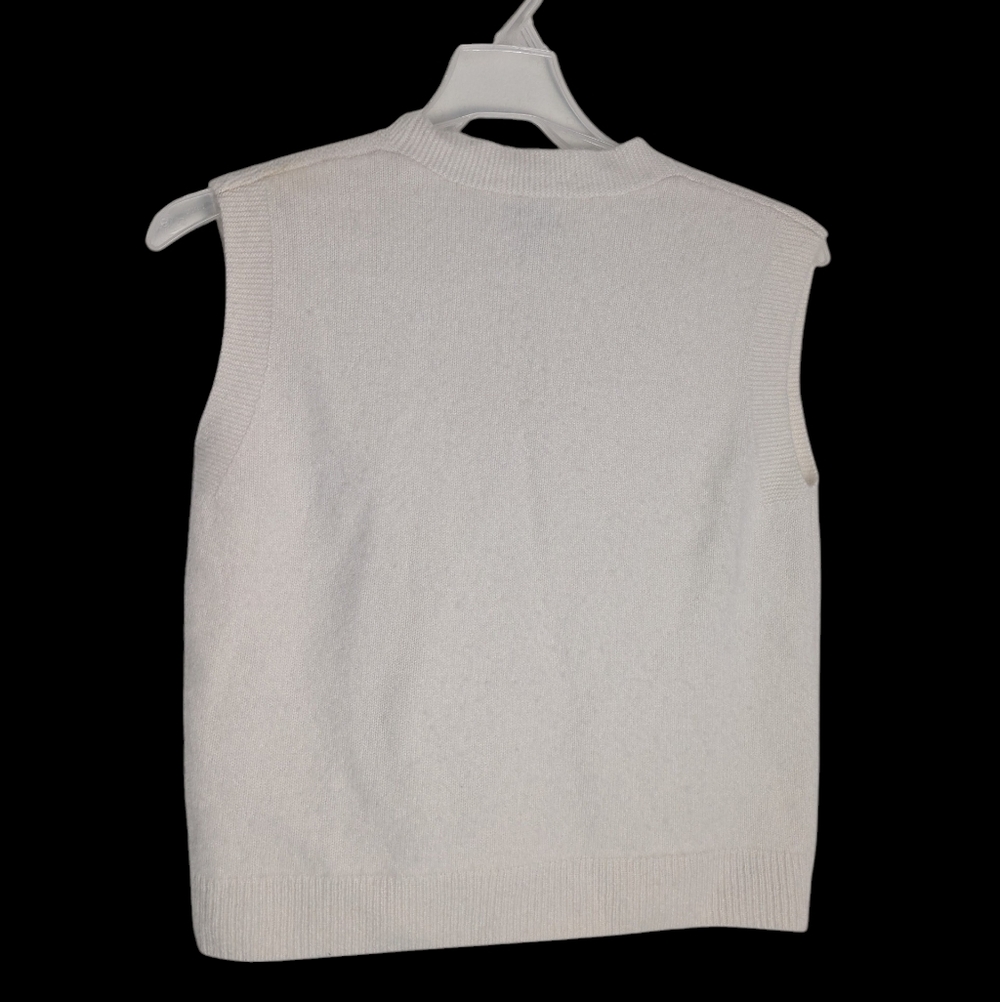 Womens 100% Cashmere‎ Sweater Vest Button Front Ivory Neutral Quiet Luxury XL - Picture 6 of 6